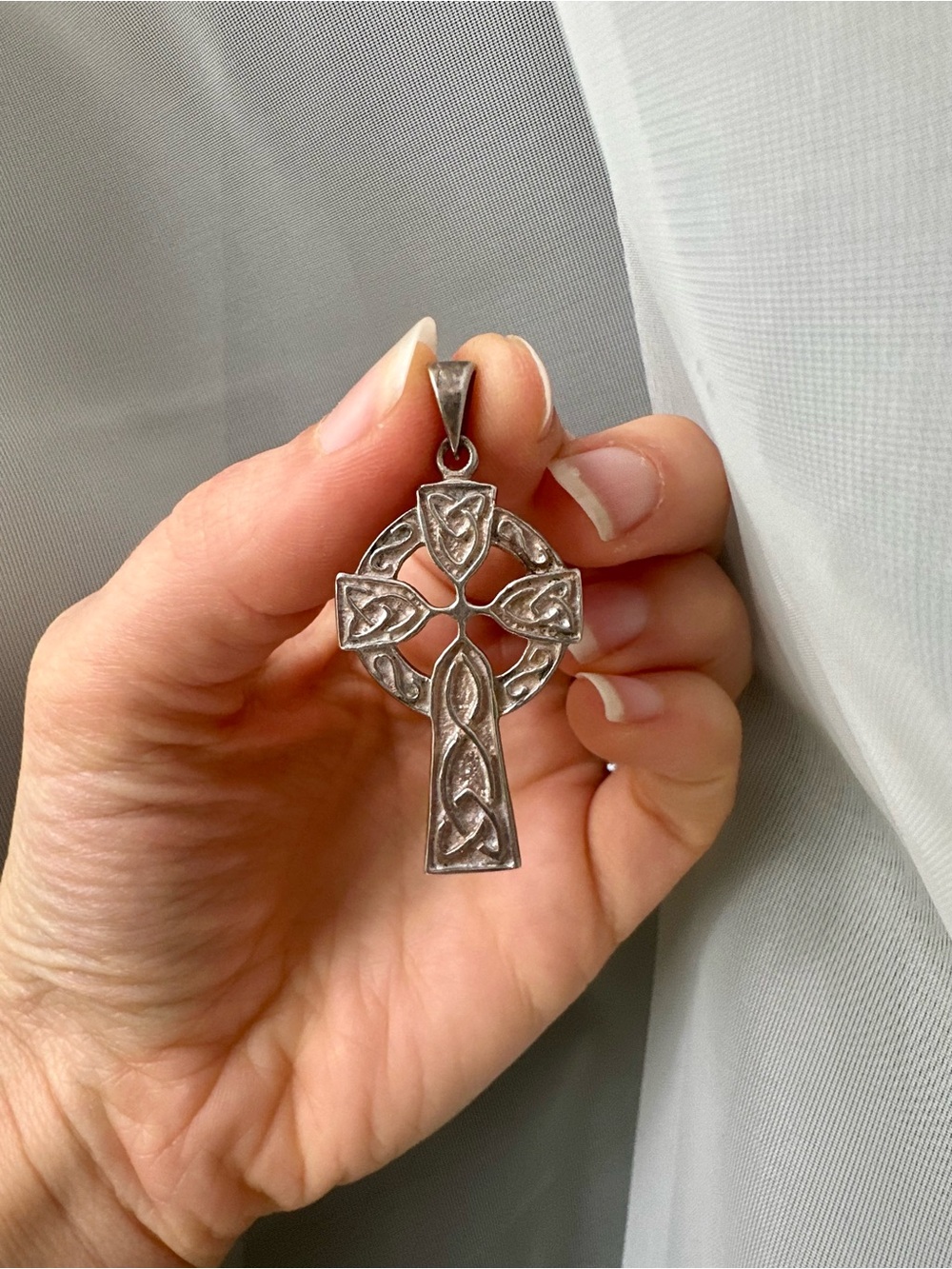 Sterling Silver Vintage Celtic Cross Pendant Charm Necklace - Silver -  Stamped
